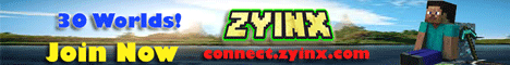 Zyinx Over 30 Worlds Minecraft server banner